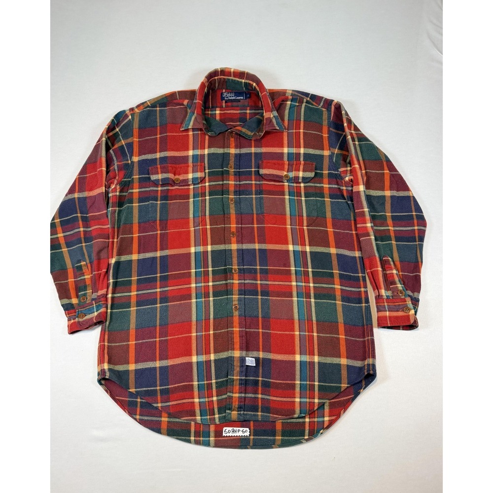 Polo Ralph Lauren Shirt Mens Medium Multicolor Plaid Flannel Button Up Casual